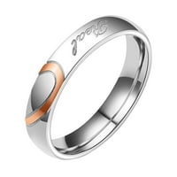 Бижута Yuelianxi Проста половина праскова от неръждаема стомана Двойка пръстен титан стоманена двойка Размер на пръстена 10