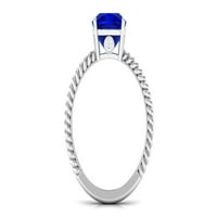 Лаборатория създаде синя сапфирска пасианска пръстен със скрит моасанит, сребро на стерлинги, САЩ 6.50