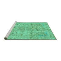 Ahgly Company Machine Wareable Indoor Rectangle Abstract Turquoise Blue Modern Area Cugs, 2 '3'