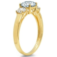 1. CT Brilliant Round Cut Clear симулиран диамант 18k жълто злато тристонов пръстен SZ 8