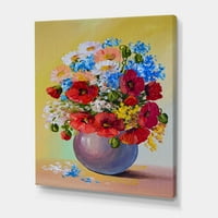 Дизайнарт 'Натюрморт букет от сини и червени цветя'