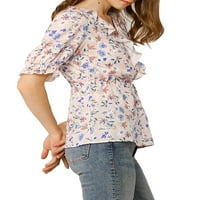 Дамска флорална блуза С къс ръкав шнур