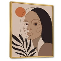 Дизайнарт 'ретро минималистичен портрет на младо момиче' модерна рамка платно за стена арт принт