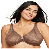 Glamorise Пълна фигура плюс размер Wonderwire Front-Closure Stretch Lace Bra Underwire 9245