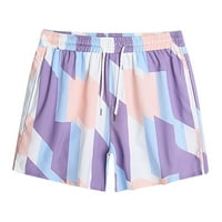 Cllios Мъжки къси панталони, Мъжки летни отпечатани ежедневни шорти плажни панталони лилав модел нередовен модел