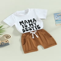 Бебешкото бебе бебе момче летни къси панталони 3y Set Letter Print с къс ръкав тениска отгоре и ежедневни дрехи дрехи