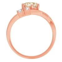 0,96ct кръгла режеща кафяв естествен морганит 14k розово розово злато гравиране на изявление годишнина годеж сватба с три камъни с размер на пръстена 8