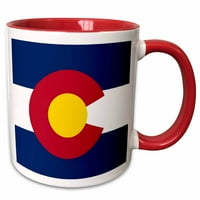 3Drose Flag of Colorado - САЩ American State - Съединените американски щати САЩ - Blue White Red C Yellow - CO - Дву тонална червена халба, 15 -унция