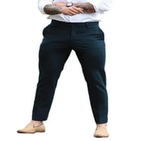 Paille Men Chino Pant твърд цвят панталони средна талия облечени панталони меки летни дъна тъмно синьо 2xl