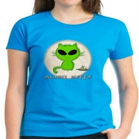 Cafepress - Alien Kitty Women Dark Thrish - Женска тъмна тениска