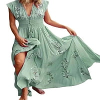 Юлис дамски флорални слънчеви джаси Лятен плаж с висока талия A-Line дълга макси рокля