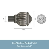 Kenney® Beckett 5 8 Стандартен декоративен прът за завеса за прозорци, 48-86