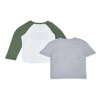 Извън Кампуса Момчета Смесени Графичен Тениска С Къс Ръкав И Дълъг Ръкав Тениска, 2-Пакет, Размери 4 - & Хъски