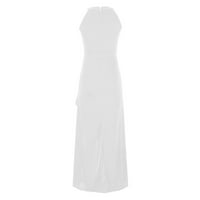 Dyegold Sundresses for Women Небрежно лято - абитуриентски рокли за жени халтер шия без ръкави с висок нисък подгъв свободна дълга течаща лятна шаферка макси рокли