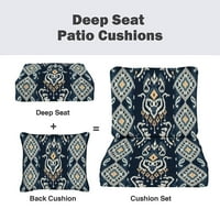 2-бутова дълбока възглавница за сядане африкански ikat paisley бродерия тъмно синьо геометричен етнически ориенталски стол на открито солиден правоъгълник вътрешен двор възглавница