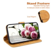 Калъф за портфейл за Google Pixel 6a, Butterfly Resposed & Cute Flower Matreded Pu Leather Magnetic Clasp Flip Stand Card Slot