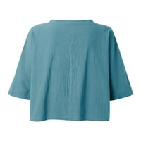 Eleluny жени v Вратна тениска туника ръкав торбисти ежедневни върхове блуза плюс размер син XL