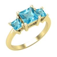 Модна рок колекция принцеса син топаз камък годежен пръстен за жени в 18К жълто злато, Размер 9