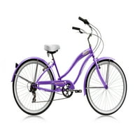 Wonder Wheels Beach Cruiser Shimano Tx- Скоростния велосипед, велосипед, V-Brake Spokes Spokes One Crank Alloy Purple Rims 36h W Fender- Purple