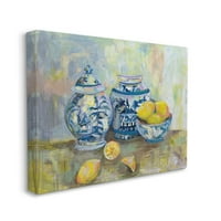 Ступел индустрии лимони и керамика жълто синьо класическа живопис платно стена изкуство от Жанет Вертентес, 30 40