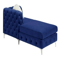 Разделителен диван, модулен П-образен диван с шезлонг, удобен кадифен тъфтинг диван, модерен разтегателен диван за хол, офис, хотел, синьо
