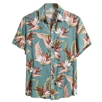 Ризи за мъже етнически къс ръкав ежедневен печат хавайска риза блуза тениска