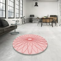 Ahgly Company Machine Pashable Indoor Round Transitional Light Rose Pink Area Rugs, 7 'Round