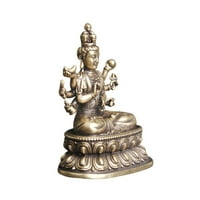 Ретро месинг Гуанин Буда статуя на работния плот Декорация месинг Буда Фигурина Златна