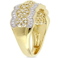 Карат Т. в. диамант 10кт жълто злато Реколта цвете юбилей пръстен
