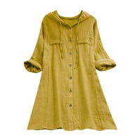 Миаилима Плюс размер Дамски Ризи ризи за жени ежедневни върхове зимата Есен Дълъг ръкав кръгли деколте Тениски жълто 3хл