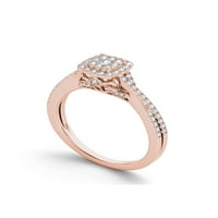 Карат Т. в. диамантен кръстосан кръг клъстер хало 10кт годежен пръстен от розово злато