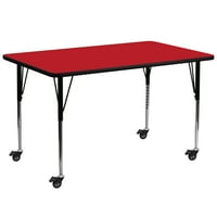 Флаш мебели Рен Мобайл 30 в 72 л правоъгълна червена КР ламинатна маса-стандартни регулируеми по височина крака
