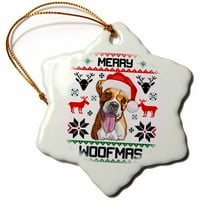 Весела Коледа Боксер куче Коледен подарък снежинка порцелан орнамент Орн-272949-1