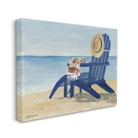 Ступел индустрии празен син плаж стол с шапка морска сцена платно стена изкуство дизайн от звездна Дизайн Студио, 36 48