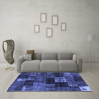 Ahgly Company Machine Pashable Indoor Square Packwork Blue Transitional Area Rugs, 7 'квадрат