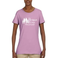 Парите за човешкия фонд за хората поп култура женска графична тениска, светло розова, малка