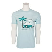 Camco Ice Blue Life е по-добър в тениската на палмовото дърво на Campsite Crew с къс ръкав-голям размер