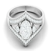 Moissanite Art Deco годежен пръстен за жени, Sterling Silver, US 9.00