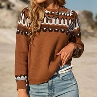 Обезмаслени пуловери за жени модни дълги ръкави екипаж на шията свободна тенденция върхове блуза плетен пуловер