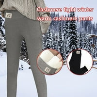 Полар облицовани гамаши, жените Висока талия топли термични панталони Пълна дължина зима Кашмир кльощава уютни панталони кадифе Дебели гамаши