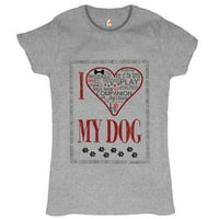 Tee Hunt Обичам кучето си тениска Най-добър приятел спътник Една от семейните женски тениска сиво, сиво, малка