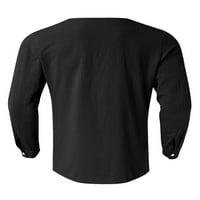 Niuer мъже туника риза върхове върхове с дълъг ръкав обикновена блуза v шия черен 2xl
