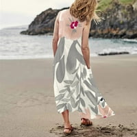 Женски ежедневен отпуснат къс ръкав дълъг рокля сплит макси летна плажна рокля с джобове