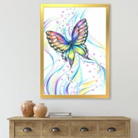 Дизайнарт' Иридисцентна Цветна Пеперуда ' Традиционна Рамка Арт Принт