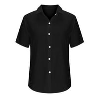 Usmixi летни върхове за жени плюс размер бутон нагоре Ударни дамски блузи модерни туники v врата маргаритка от печат разхлабени ризи за жени облечени къси ръкав ежедневни тениски черни xxxxxl