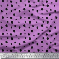 Soimoi Purple Rayon Crepe Fabric Brush Stroke & Dots Abstract Print Fabric до двора