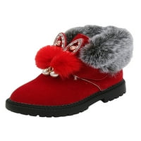 Tenmi Girl Небрежна рокля за снежна обувка Неплъзгаща се плюшена облицовка на глезена ботуши парти дишащи зимни обувки червено 9c