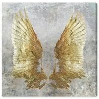 Мода и глем стена арт платно принтове' моите златни крила ' крила-злато, сиво
