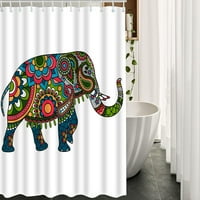 Цветна рисунка слон тъкан душ завеса с куки карнавал мандала флорален модел дива природа баня за баня завеса полиестер за бани вани
