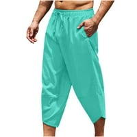 Elainilye модни мъжки атлетически панталони ежедневни плътни джобни еластични талия направо половин шорти панталони спортни панталони